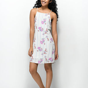 Brand New Tie Back Floral White Stripe Dress